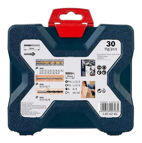 Imagen 4 de 7 de Juego Set Kit Mechas Titanio Y Puntas Dest Bosch 30 Piezas