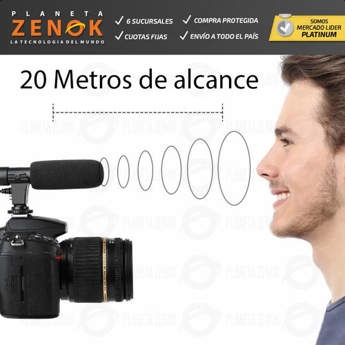 Imagen 5 de 8 de Microfono Shotgun Video Camara Celular Gopro Estereo Dslr