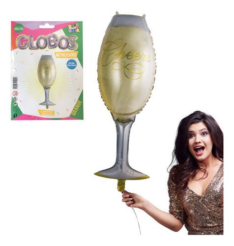 Globo Forma Copa De Brindis Champagne Cotillon Decoracion X5