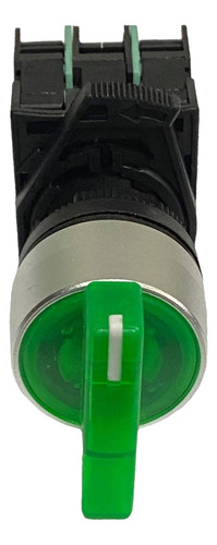 Selector Estable 3 Pos. Iluminado Verde + 2na  22mm  - G&v -