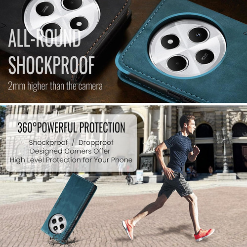 Funda Para Xiaomi Redmi 14c Con Cierre Magnetico, Azul-verde