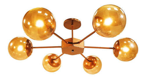Lustre Pendente Sputnik Cobre Abstrato Oval Moderno Dourado 