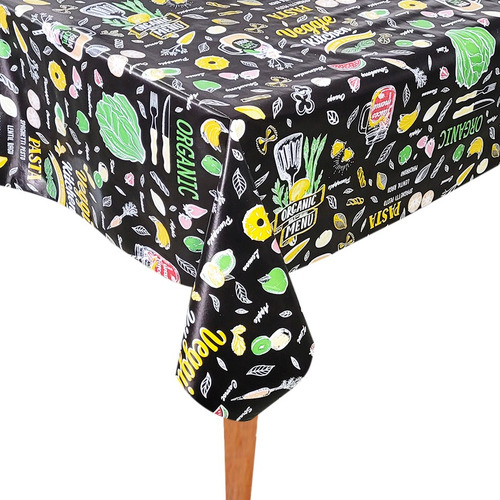 Toalha Mesa Térmica Impermeável Pvc Veggie Redonda 1,38