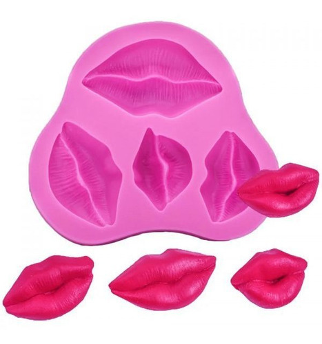 Molde Silicona X4 Besos Labios Kiss Fondant Jabon Porcelana Color Rosa