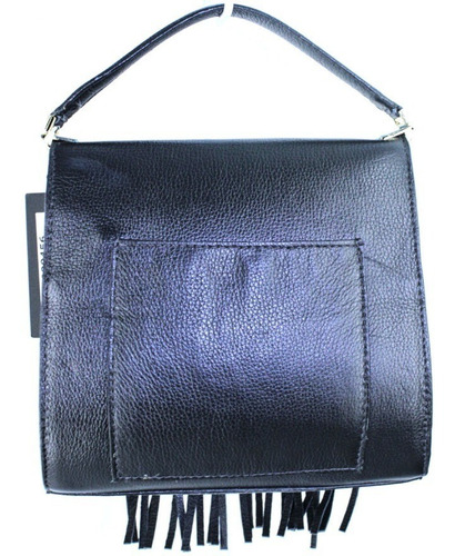 Imagem 6 de 6 de Bolsa Feminina Couro Média Quadrada Transversal Franja Marca