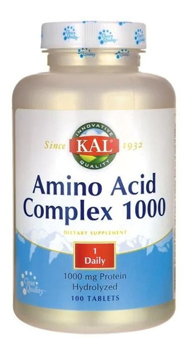 Complejo De Aminoácidos 1000 Mg Protein Hydrolized 100 Tabs 