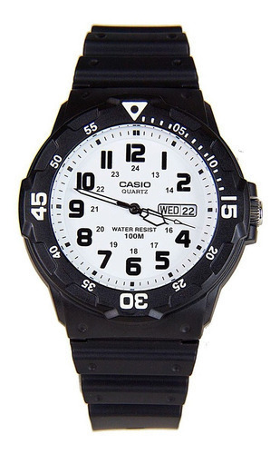 Reloj Casio Mrw-200h-7bv Sports 100m Aro Biselado Loc Centro Color de la malla Negro Color del bisel Negro Color del fondo Blanco
