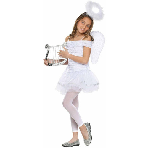 Disfraz Para Niña Pequeño Ángel Talla S 4-6 Halloween