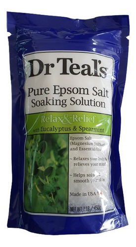 Dr Teal's Sal Epsom Con Eucalipto Para Baño 450g