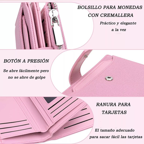 Cartera Billetera De Gran Capacidad Para Mujer Regalo Mujer Rosa Tela De Puntos
