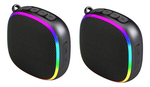 2 Pack Bocina Portatil Bluetooth 5.3 Luz Rgb Ipx5 5-7h Mo1 Color Negro