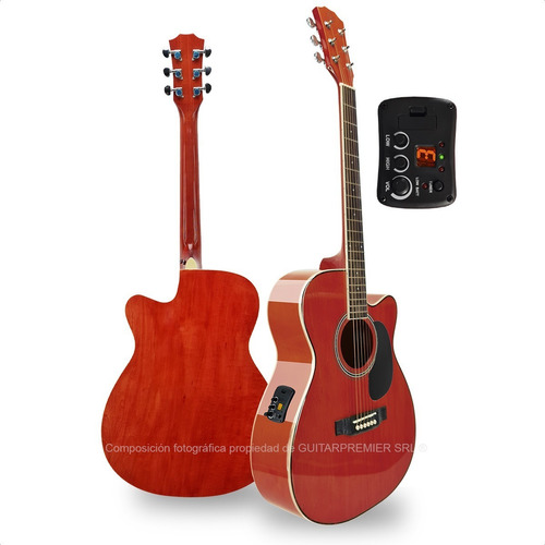 Imagen 1 de 9 de Guitarra Electroacustica Corte Jumbo Lujo Eq Afinador Funda