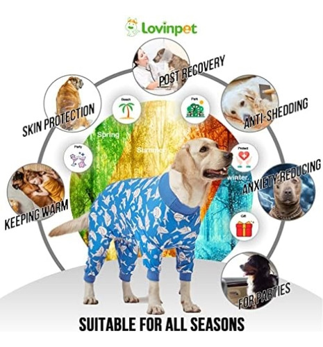 Lovinpet Pijamas Grandes Para Perros, Protección Uv, Pijamas