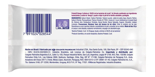 Jabón En Barra Protex Omega 3 90g Pack 3 Unid