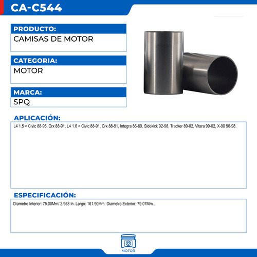 Camisa De Motor Geo Tracker 1989-1995 L4 1.6