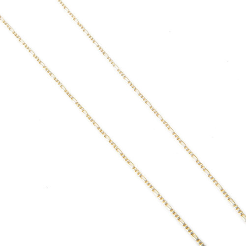 Cadena Figaro 3x1 Bitono 1.5mm 45cm Oro Italiano Solido 10k Color Dorado