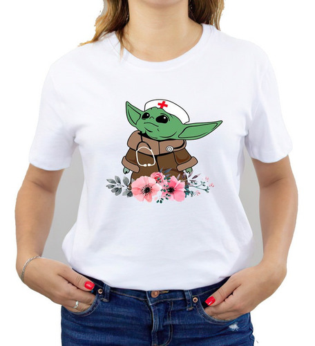 Polera Estampada Dama 100%algodón Diseño Baby Yoda 452