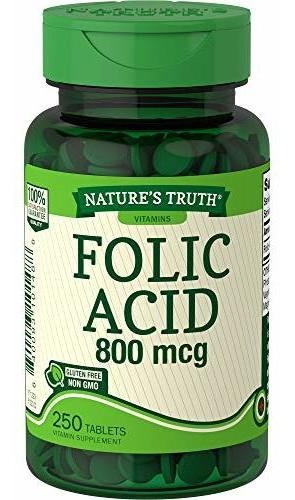 Nature's Truth Ácido Fólico 800 Mcg | 250 Comprimidos | Veg