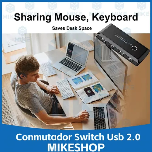 Hub Conmutador Kvm Switch Usb 2.0 Compartir 4 Dispositivos