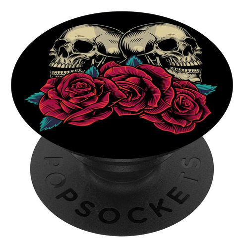 Flor Rosa Vintage Calavera Para Amante Esqueleto Popsockets