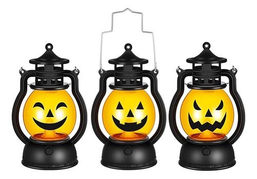 3pcs Lámpara De Calabaza De Halloween Mini Linterna De Vela
