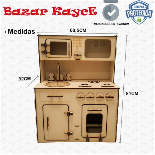 Cocinita De Madera De Juguete Cocina Infantil Niña Niño Mdf