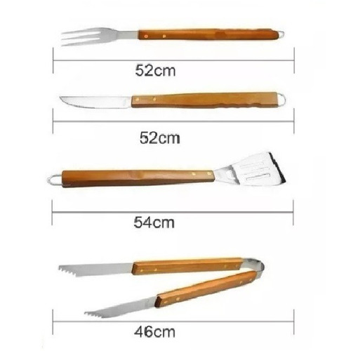 Imagem 6 de 6 de Talheres Para Churrasco - Preparo - Assar - Inox Madeira