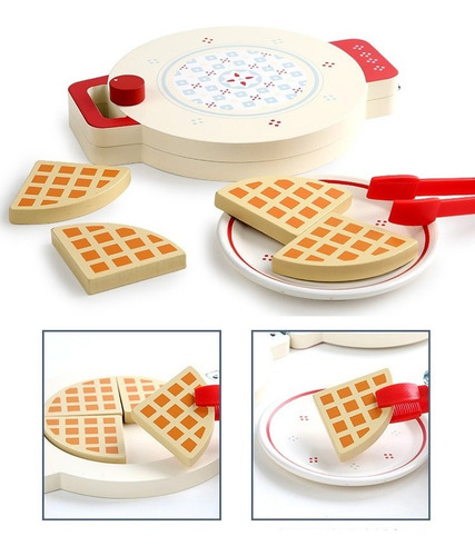 Imagen 4 de 7 de Set Para Hacer Waffle Juguete De Madera Didáctico Montessori