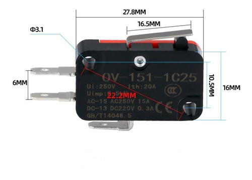 Micro Switch Para Microondas Normalmente Abierto