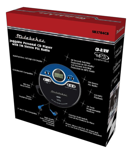 Leitor De Cd Portátil Studebaker Sb3704 Retro Com Rádio Fm