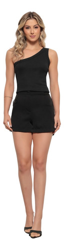 Blusa Blusinha Canelada Gola Redonda Ombro Único Cores