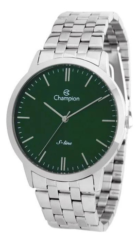 Relógio Champion Prateado Slim Verde Cn21103g 42mm