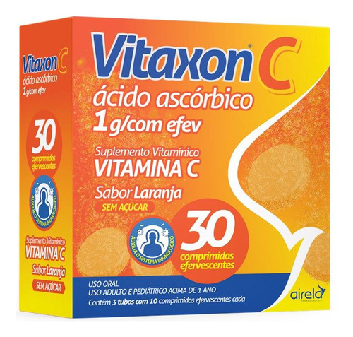 Airela Vitaxon C Sabor Laranja 30 Comprimidos Efervescentes