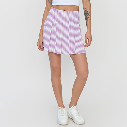 Falda Mujer Tableada Morado Corona