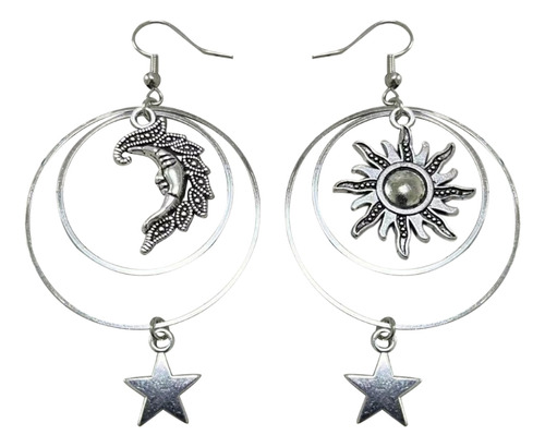 Pendientes Colgantes Con Forma De Estrella Lunar, Estilo Pun