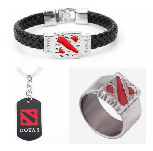 Set 3 Collar Llavero Y Pulsera Dota 2 Souvenir Gamer Joyas