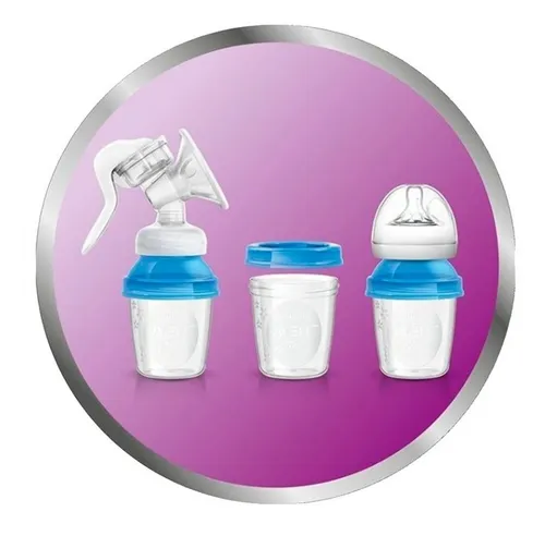 Set Lactancia Avent Pezoneras Conchas Extractor Y Vasos