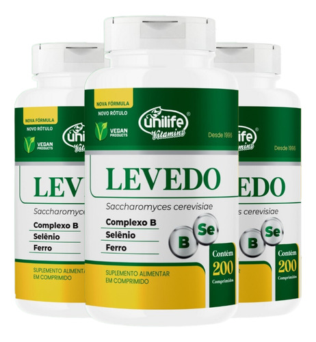 Kit 3 Un Levedo De Cerveja Complexo B 450mg 600 Comp Unilife
