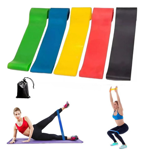 ..kit De 5 Bandas Ligas De Resistencia Piernas Ejercicio Yog