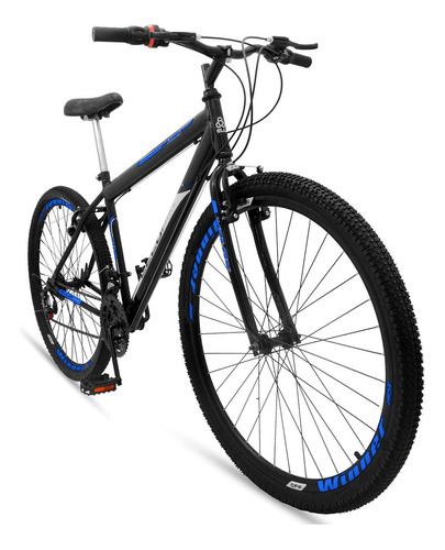 Mountain bike Ello Bike Velox aro 26 21v freios v-brakes câmbios Ltx cor preto/azul com descanso lateral