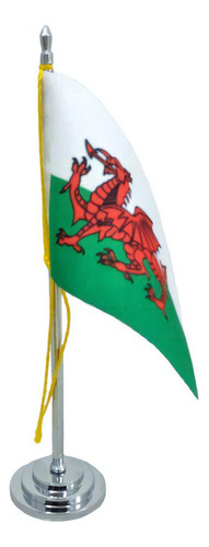 Mini Bandeira De Mesa País De Gales 15 Cm (mastro) Poliéster