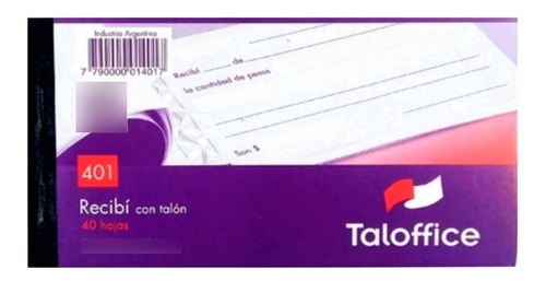 Talonario X 10 U. Taloffice Recibí Chico C/ Talón 40 H 401