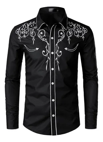 comprar Elegante Camisa Vaquera Bordada Para Hombre