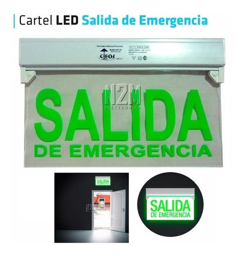Cartel Led Salida De Emergencia 35x20 Bateria 220v Cuotas