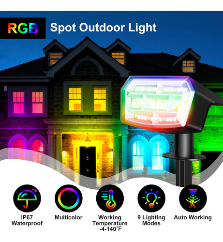 Luces Solares Que Cambian De Color Al Aire Libre, 59 Led Rgb