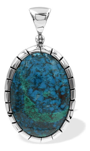 Dije De Estilo Con Crisocola En Plata De Ley Color Azul Petróleo