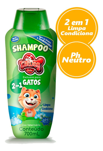 Shampoo Catdog Gatos 2 Em 1 700ml Ph Neutro Pet Shop