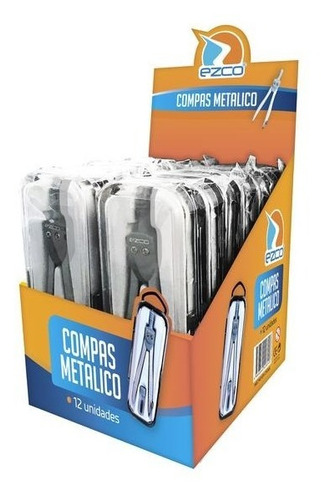 Compas Escolar Ezco Metalico En Estuche C/ Repuesto Minas