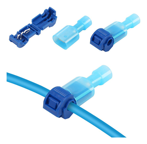 200un Conector Derivação T Azul 1,5 A 2,5mm Emenda Rápida