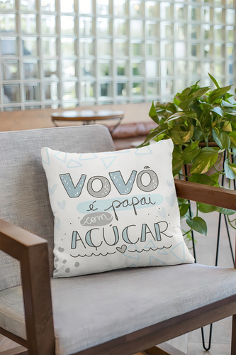 Kit Especial Vovô Almofada Com Nome + Caneca Linda Top Cor Branco Desenho Do Tecido Vovó Com Açúcar